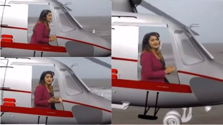 Funny Video of Desi Reporter Covering Cyclone Biparjoy in Studio Goes Viral