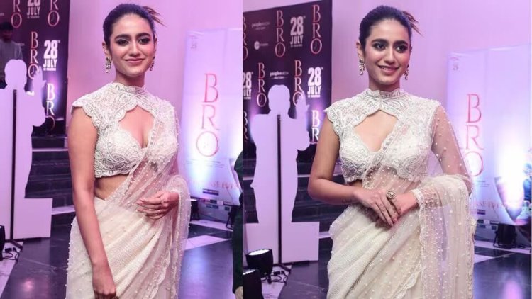 Priya Prakash Varrier Shines in White Saree at Brother's Event