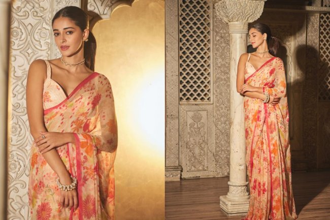 Ananya Panday Radiates Charm in Stunning Anita Dongre Saree