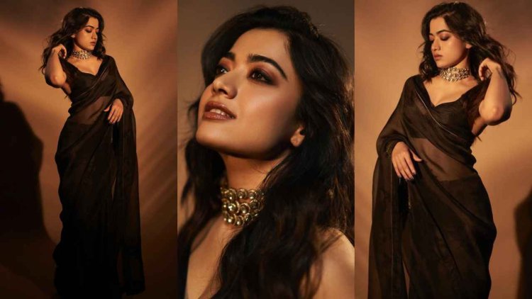 Rashmika Mandanna's Perfect Wedding Season Black Silk Saree