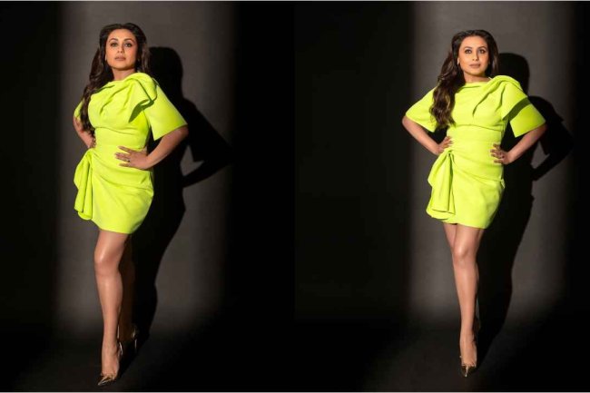Rani Mukerji Sets High Fashion Bar in Neon Mini Dress