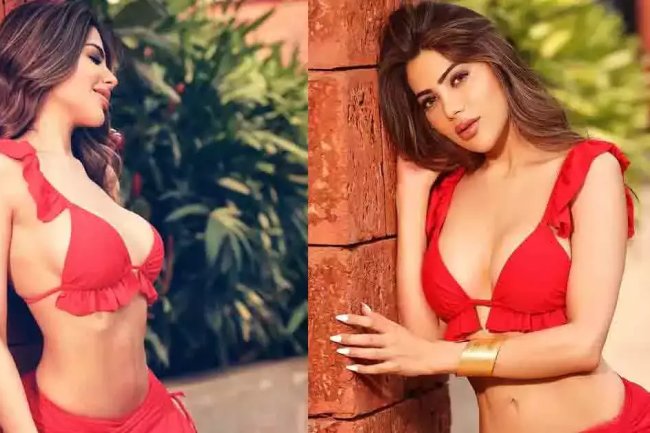 Nikki Tamboli Stuns in Red Bralette: Viral Photos!