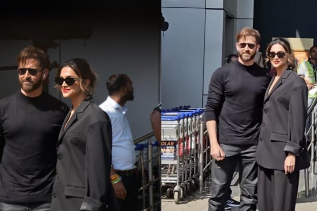 Hrithik and Deepika Coordinate in Black for Fighter Promotions