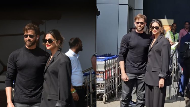 Hrithik and Deepika Coordinate in Black for Fighter Promotions